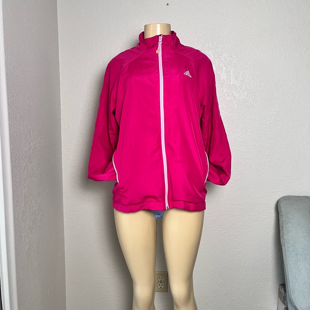Adidas Hot Pink/White Women’s Light Weight Full Zipper Front Jacket Size L